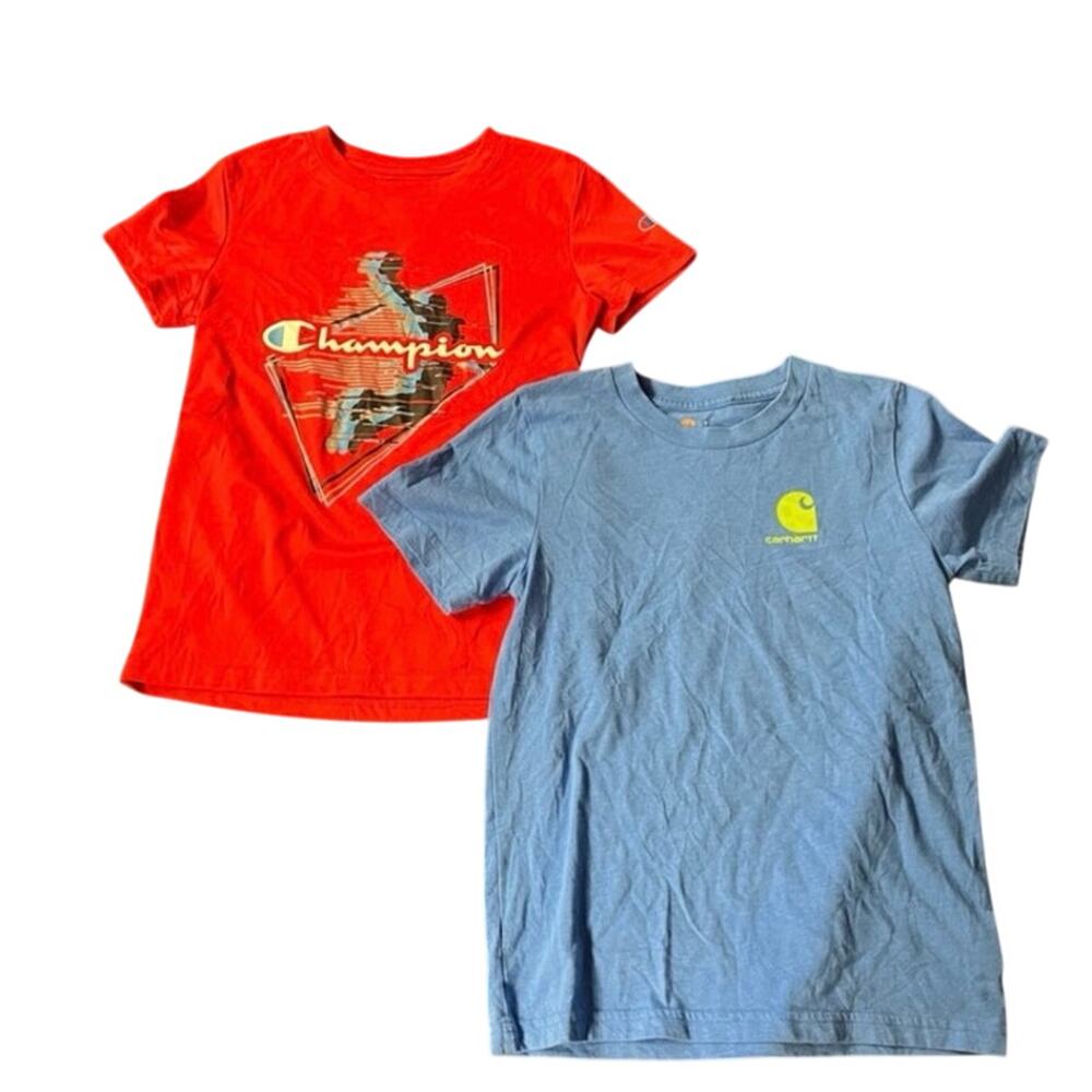 Boys Medium 7 T-Shirt Bundle Carhartt Champion Graphic Logo Tees Lot 2 EUC